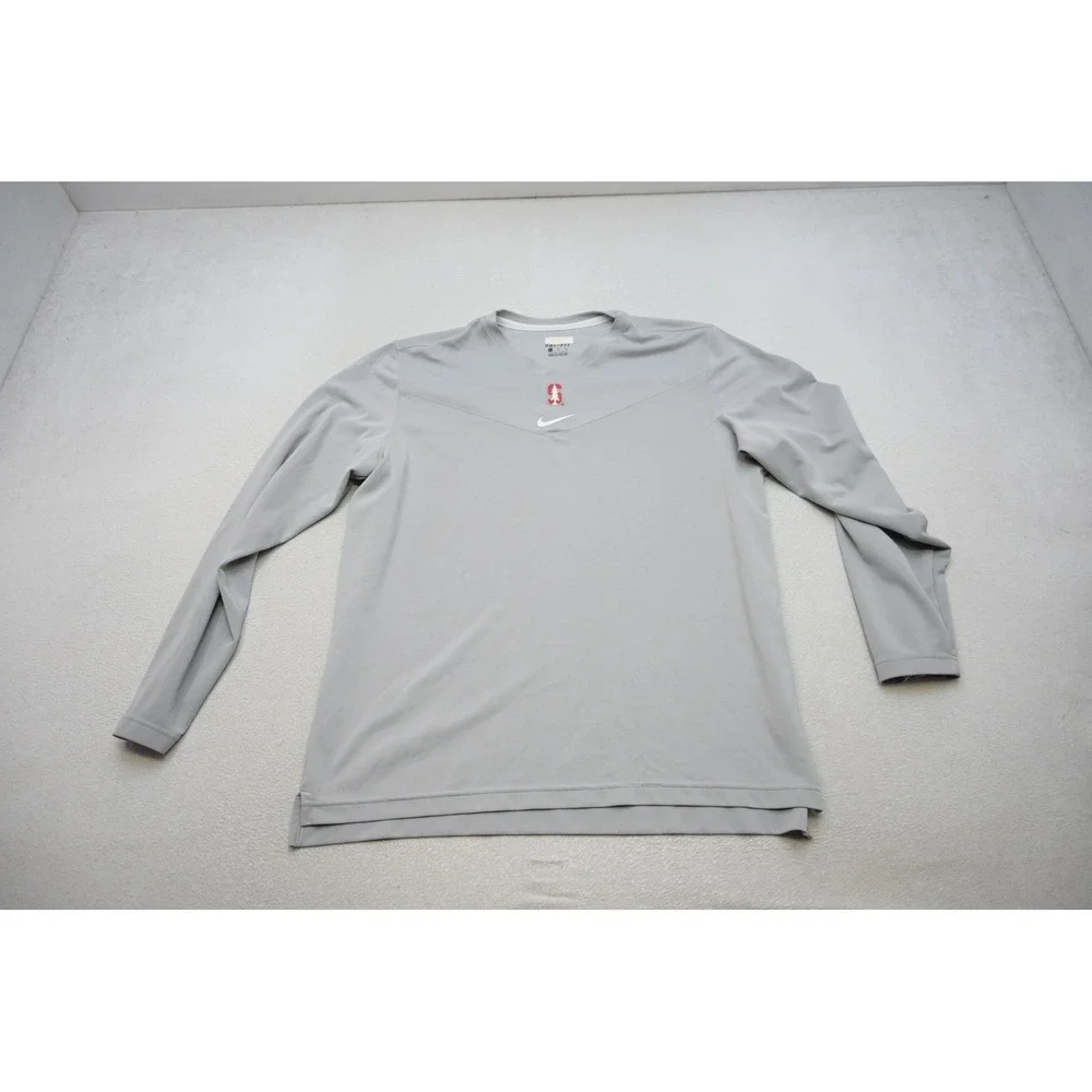 Nike Stanford Cardinal Shirt Mens XL Gray Dri-FIT Long Sleeve V-Neck Excellent